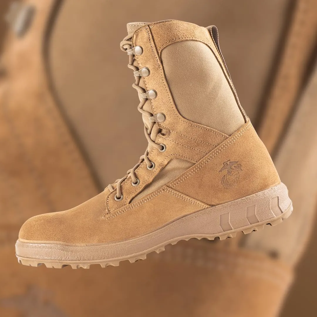 B Belleville Arm Your Feet 510 MEF 8 Inch Ultralight Marine Corps Combat Boots for Men (EGA) - Certified USMC Coyote Brown Leather with High Traction Vibram Outsole, Berry Compliant