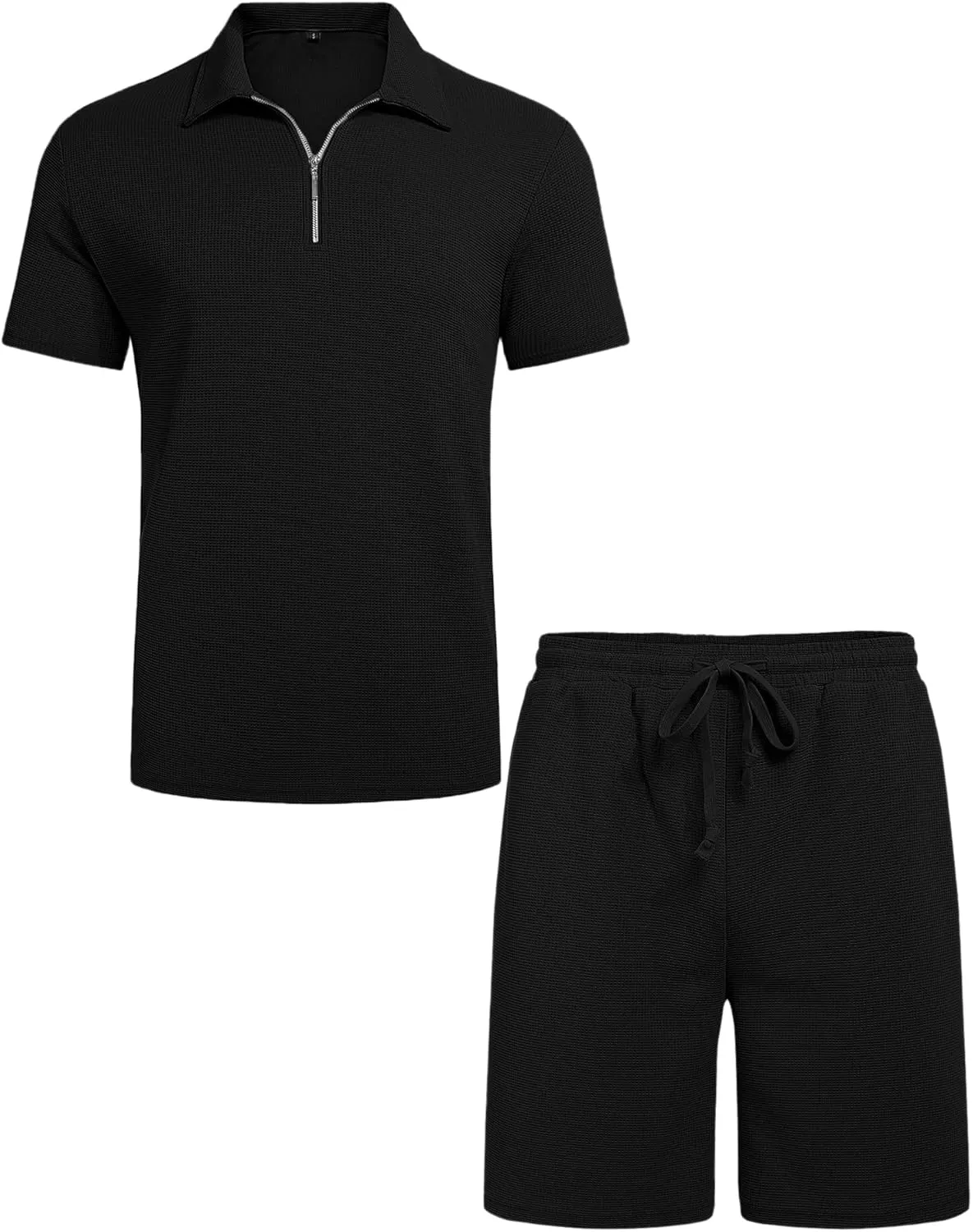 Babioboa Men's Short Sleeve Polo Shirt & Shorts set Summer Two Piece Outfits 3 Pockets zip Tracksuit Casual Athletic Sports