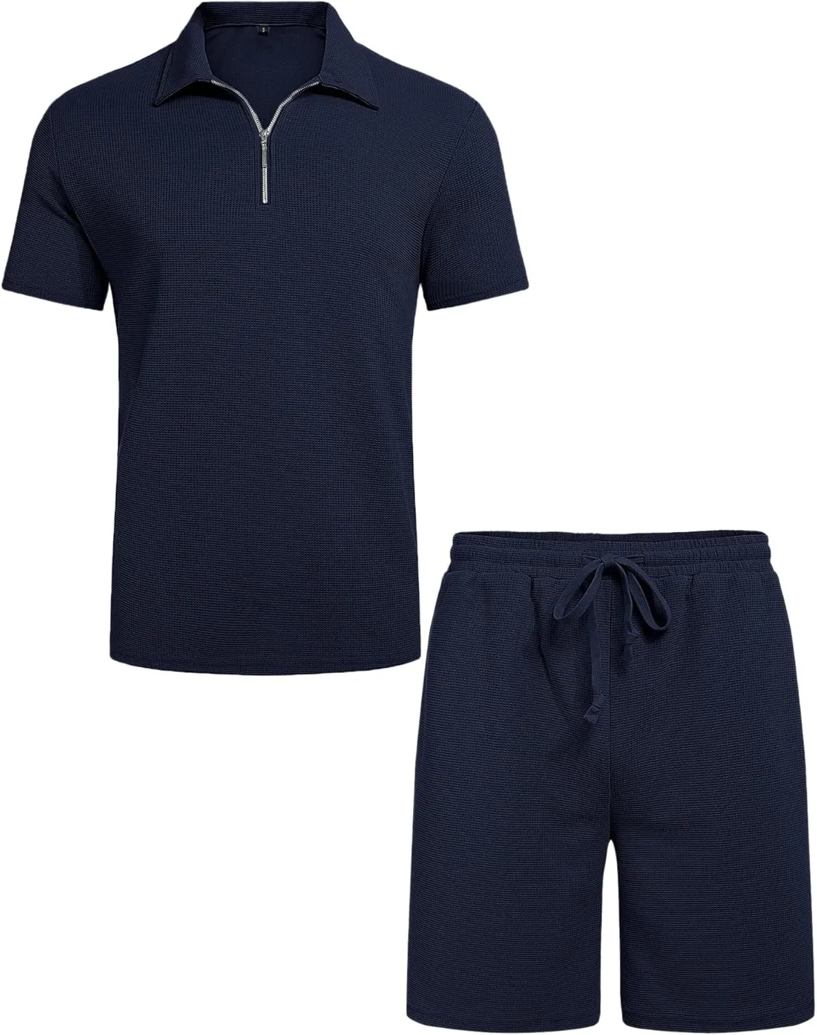 Babioboa Men's Short Sleeve Polo Shirt & Shorts set Summer Two Piece Outfits 3 Pockets zip Tracksuit Casual Athletic Sports