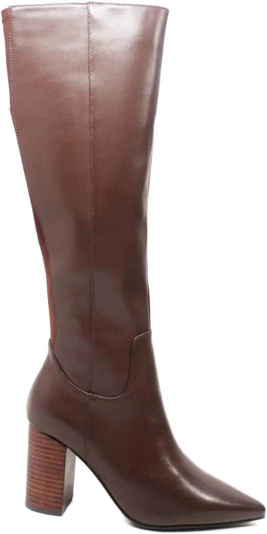 Barcelona Women's Leather Slim Calf dress Boot 13"-14" calf size