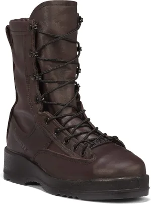 Belleville 330 ST 8 Inch Wet Weather Steel Toe Flight Combat Boots for Men - USMC Navy Aviator Brown Leather with Dri-Lex Lining and Vibram Chevron Outsole; Berry Compliant