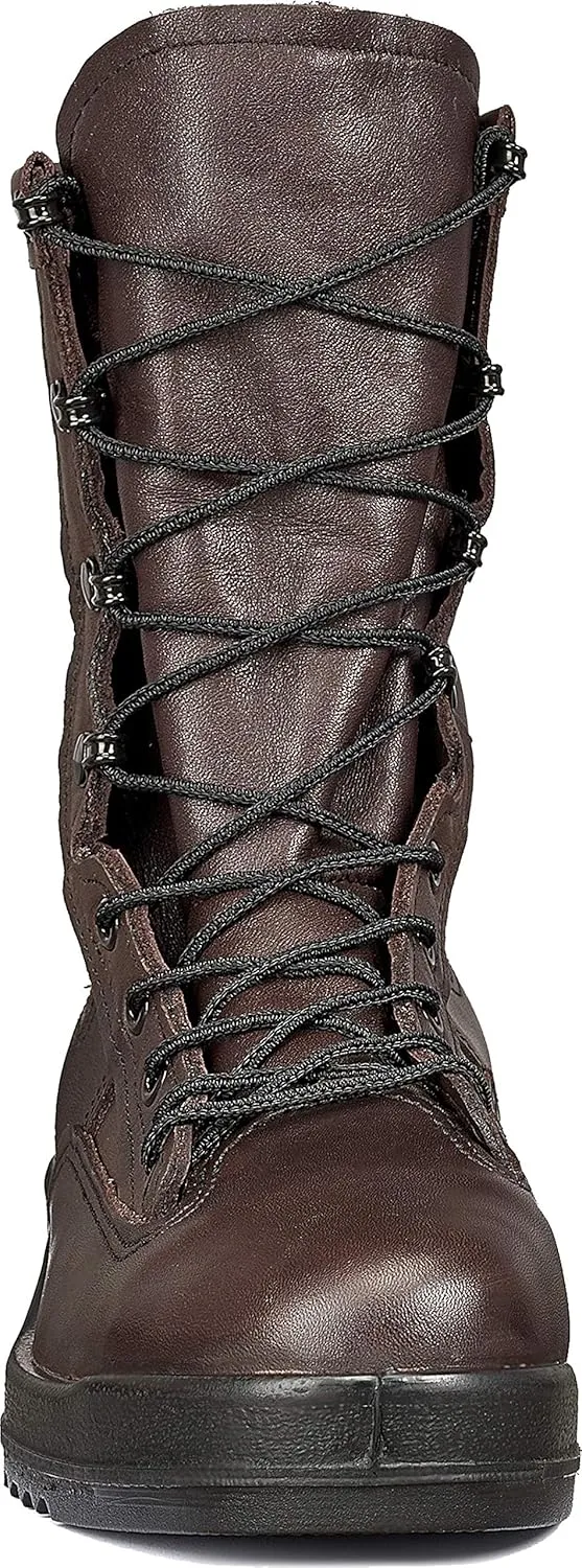 Belleville 330 ST 8 Inch Wet Weather Steel Toe Flight Combat Boots for Men - USMC Navy Aviator Brown Leather with Dri-Lex Lining and Vibram Chevron Outsole; Berry Compliant