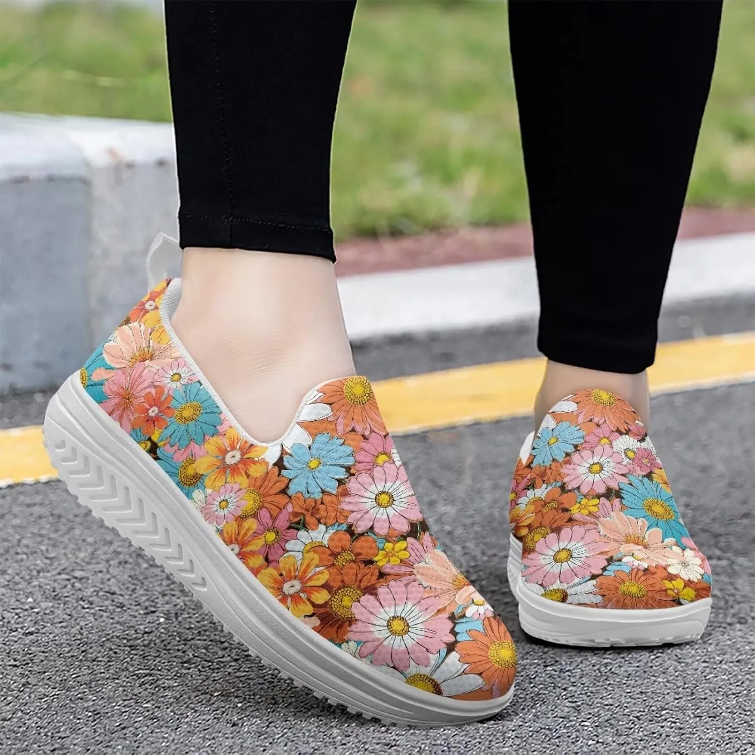 Binienty Platform Sneakers for Women Slip-On Dressy Business Walking Shoes Casual Fashion Outfit Loafers
