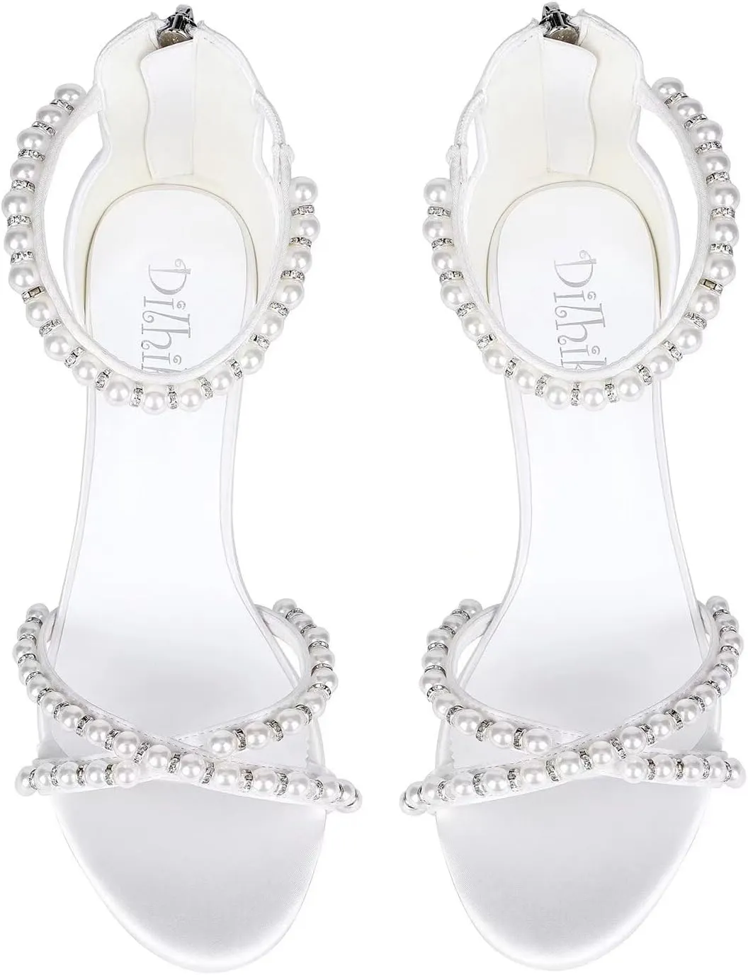 Block Heel Wedding Sandals Bride Wedding Shoes Pearl Heels Bridal Shoes Open Toe Wedding Heels