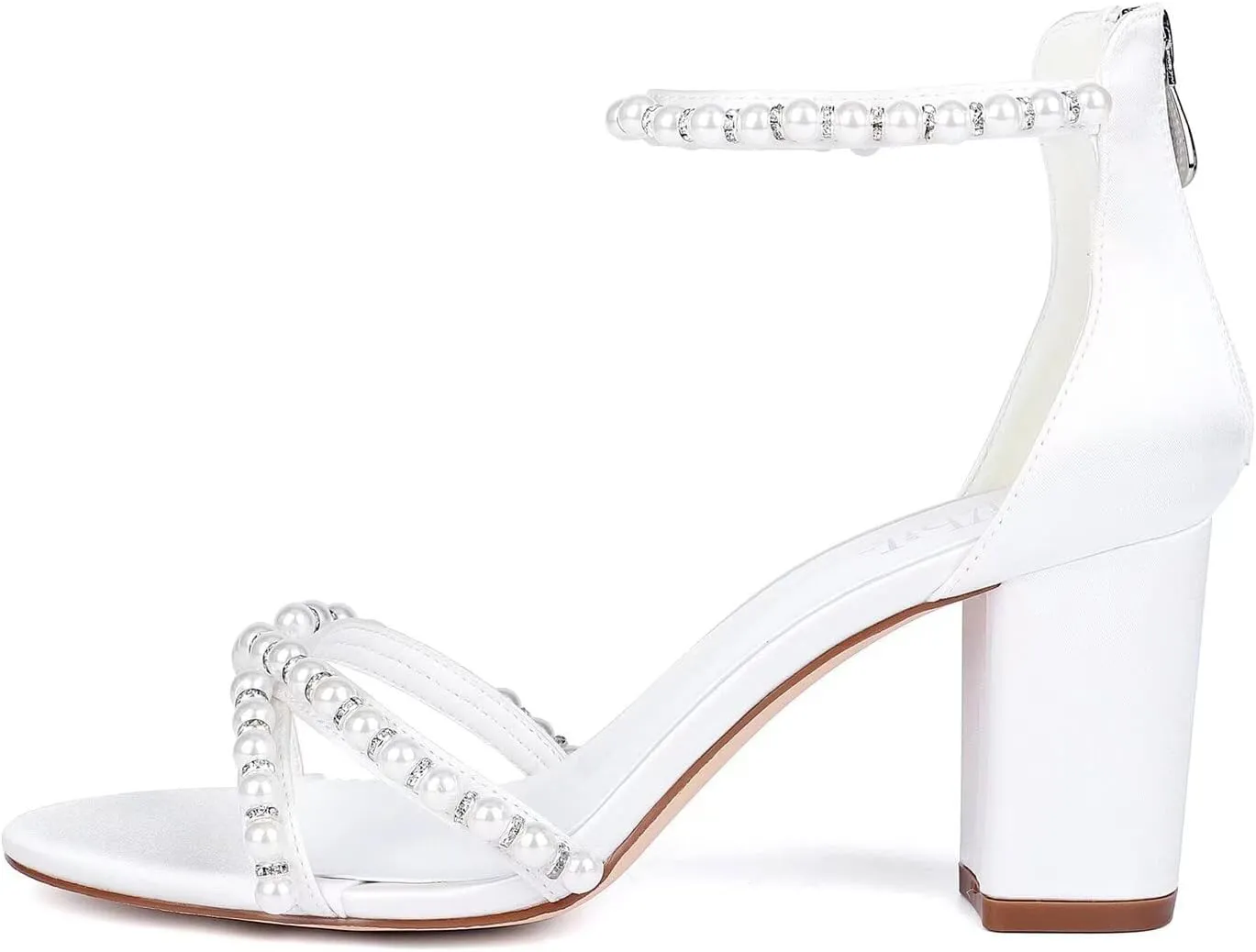 Block Heel Wedding Sandals Bride Wedding Shoes Pearl Heels Bridal Shoes Open Toe Wedding Heels