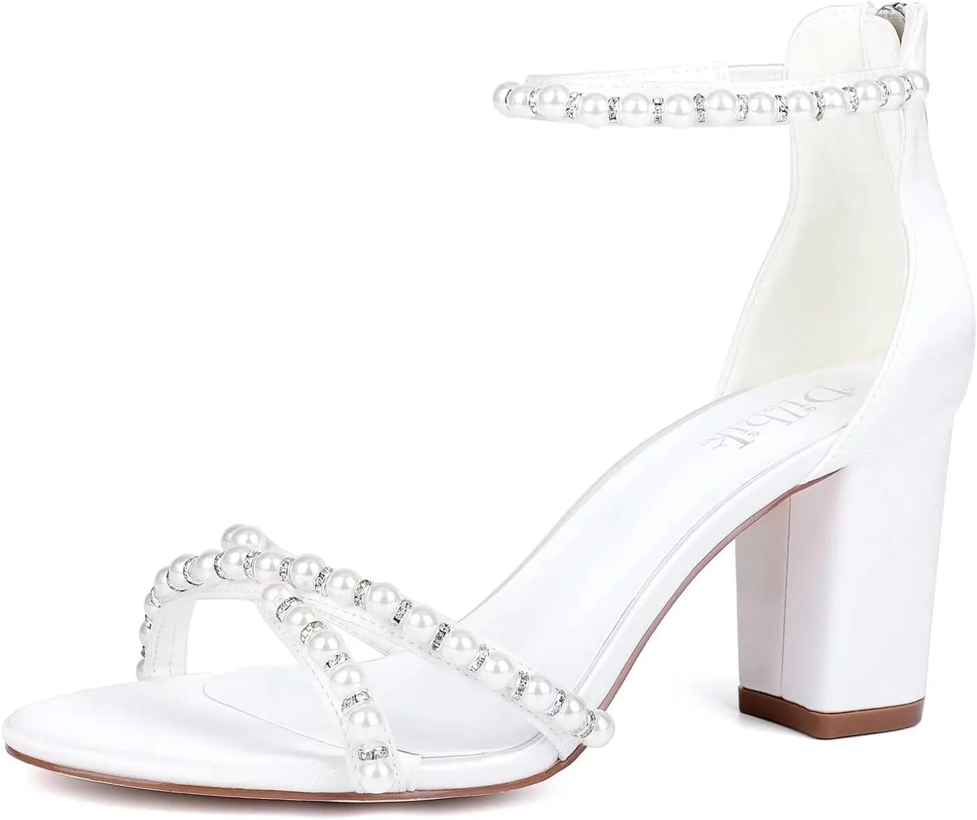 Block Heel Wedding Sandals Bride Wedding Shoes Pearl Heels Bridal Shoes Open Toe Wedding Heels