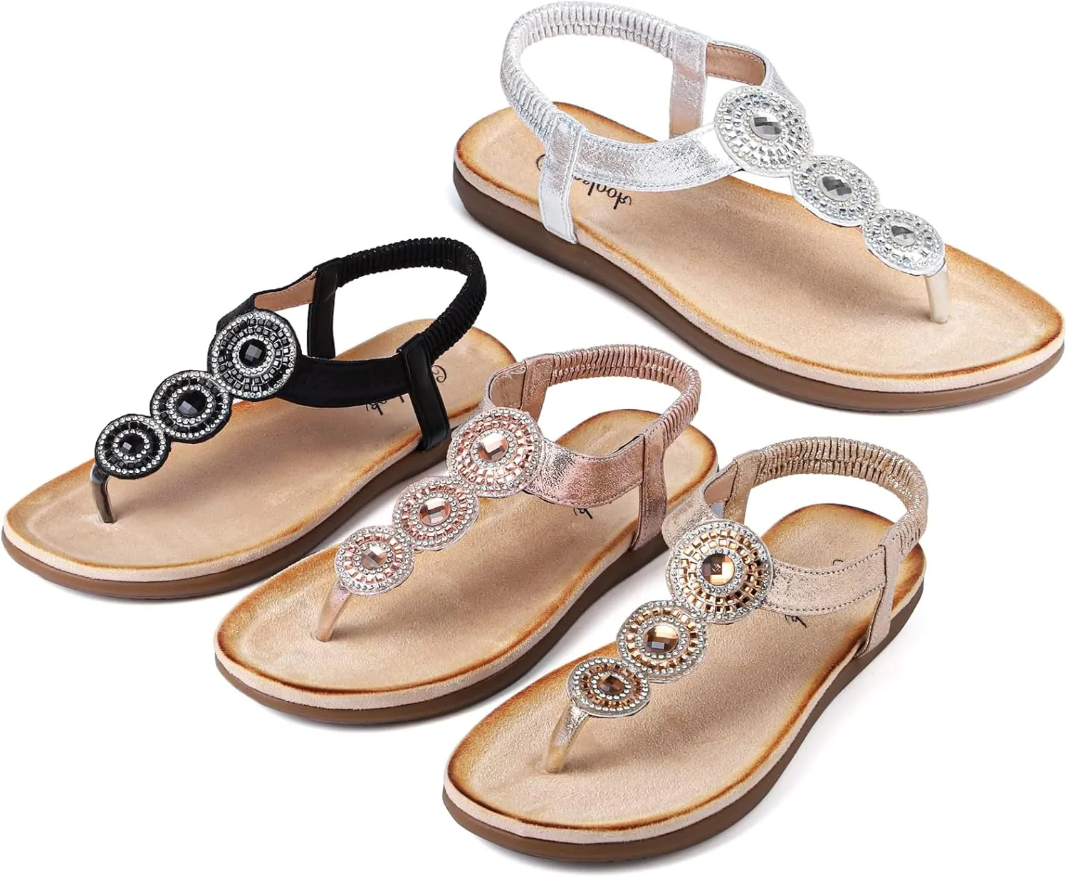Bohemian Dress Sandals Womens Casual Flats Sandals Comfortable Ankle Strap Summer Boho Thong Sandals