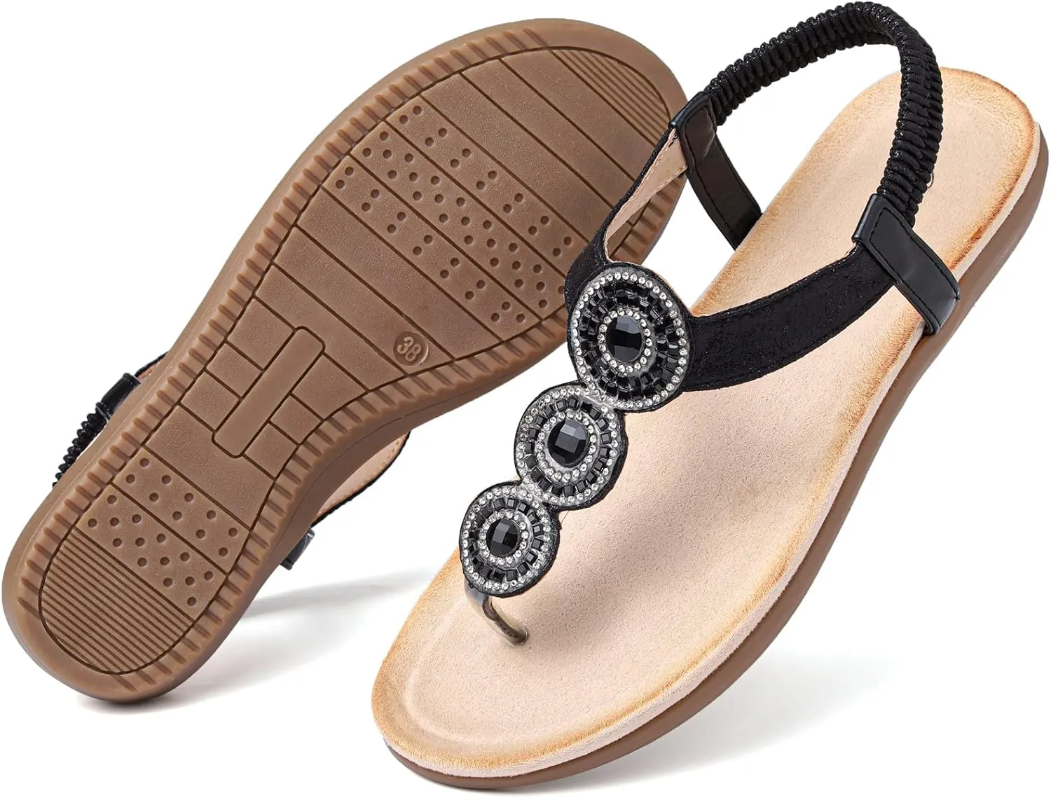 Bohemian Dress Sandals Womens Casual Flats Sandals Comfortable Ankle Strap Summer Boho Thong Sandals