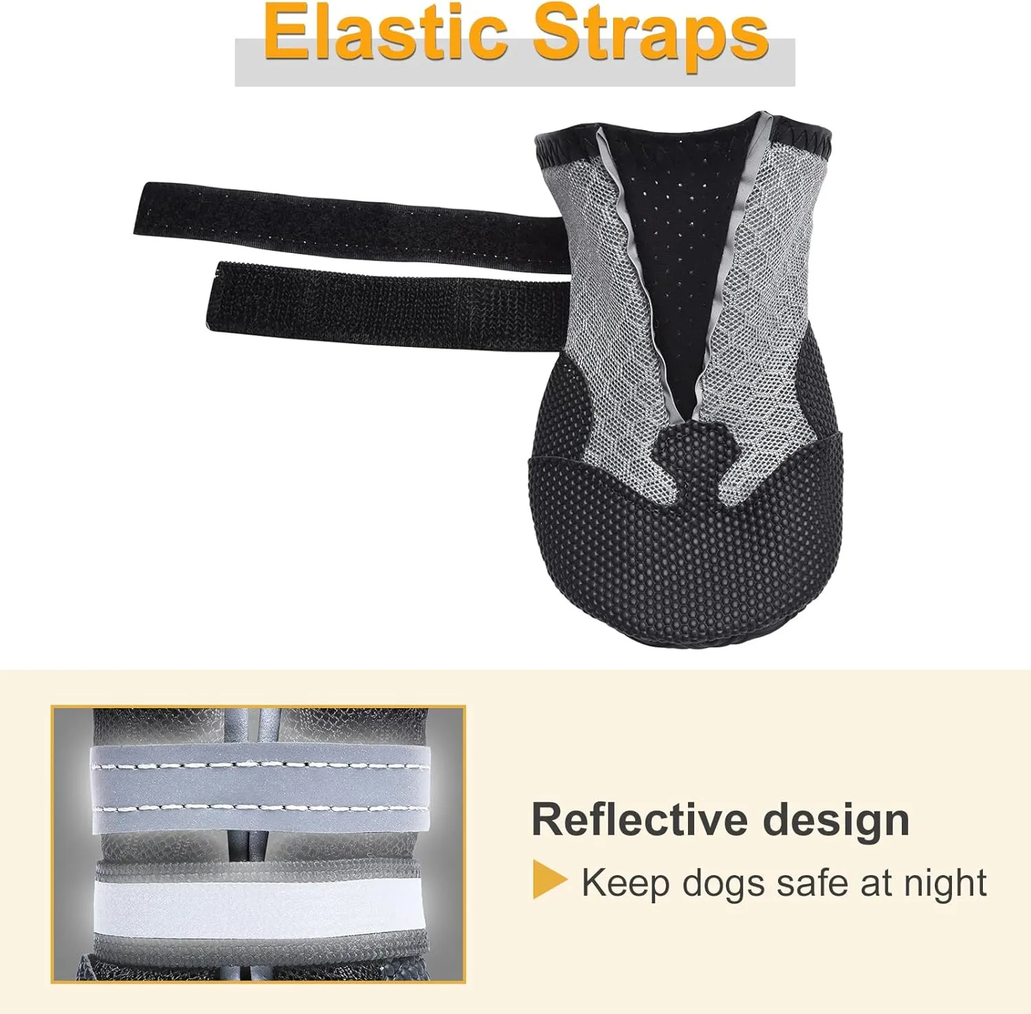 Breathable Mesh Dog Boots Nonslip Soft Rubber Sole Dog Shoes for Medium Large Dogs Paw Protectors for Summer Hot Pavement (Pack of 4)