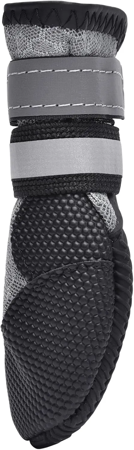 Breathable Mesh Dog Boots Nonslip Soft Rubber Sole Dog Shoes for Medium Large Dogs Paw Protectors for Summer Hot Pavement (Pack of 4)