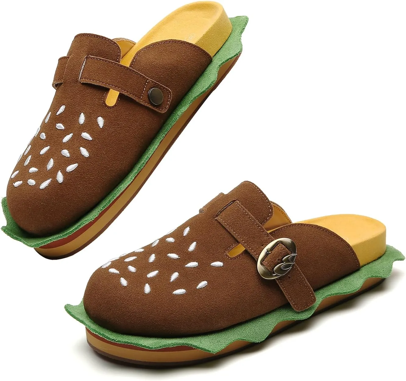 Burger Clogs for Womens Suede Leather Mules Cork Footbed Sandals Comfort Potato Shoes with Arch Support Clogs