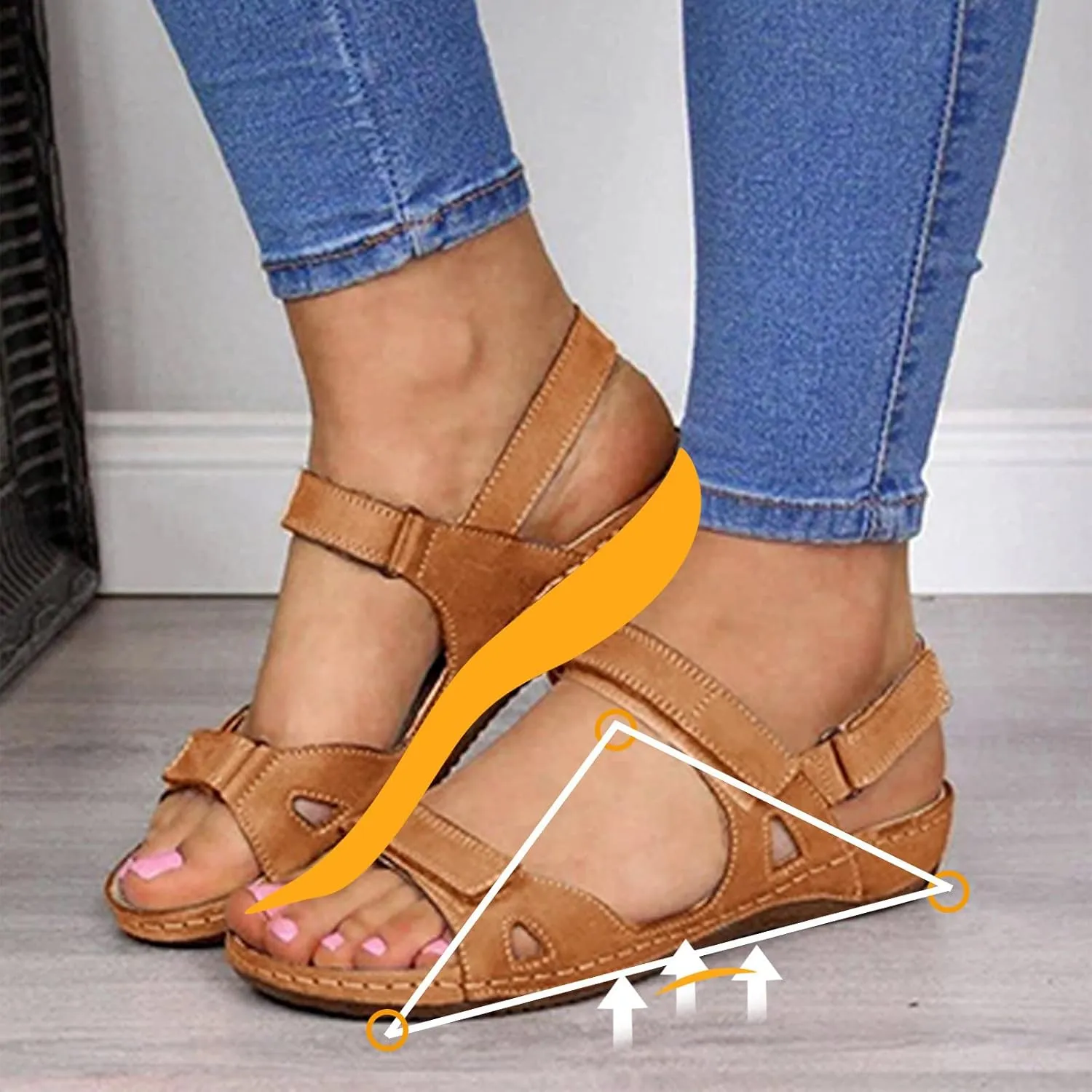 Casual Women's Platform Sandals with Adjustable Buckle Straps Stylish Open Toe Flats for Summer Resort Wear