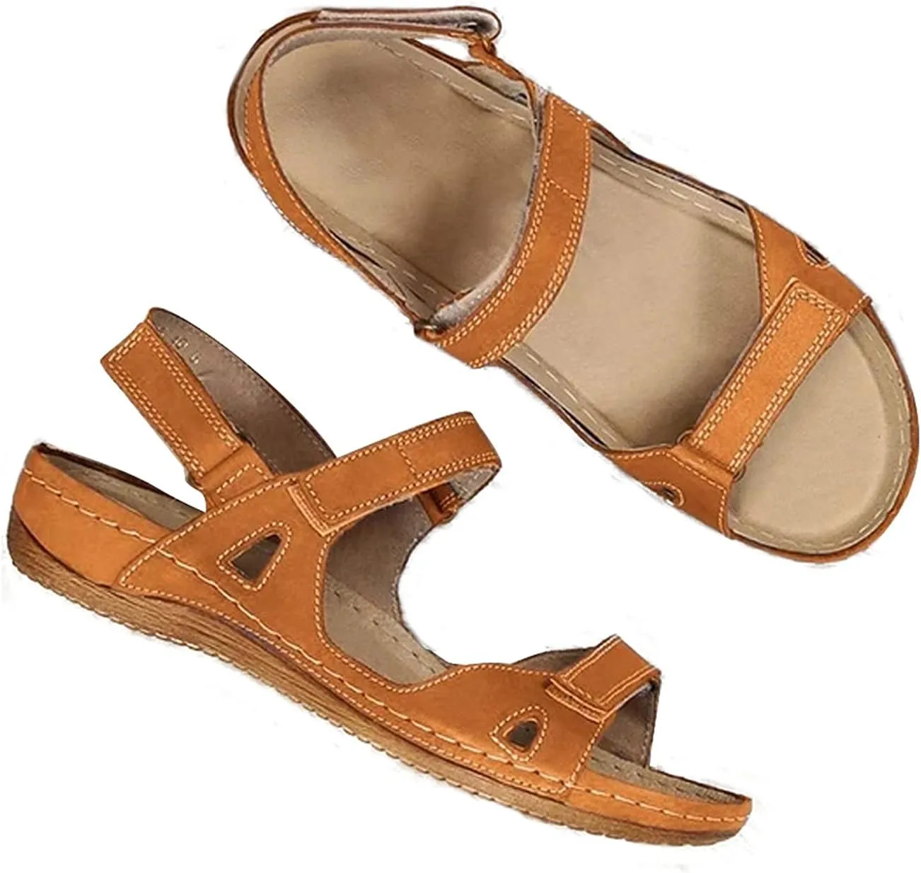 Casual Women's Platform Sandals with Adjustable Buckle Straps Stylish Open Toe Flats for Summer Resort Wear