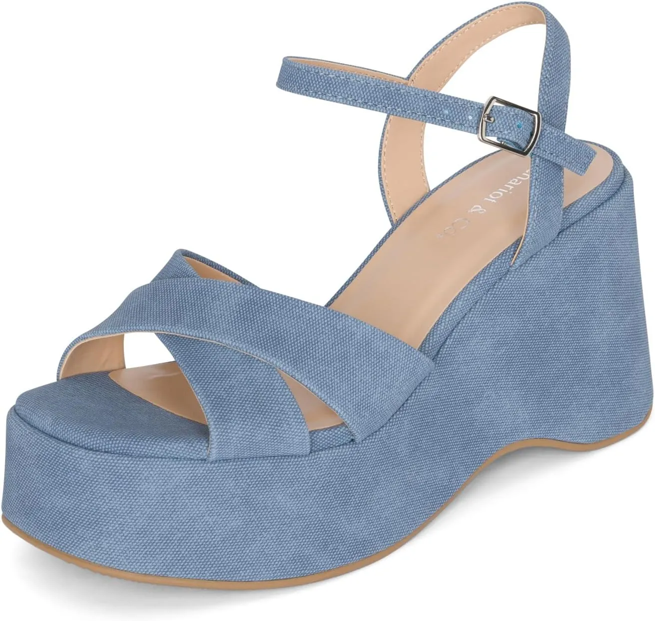 Chariot & Co -Daystar- Womens Open Toe Ankle Strap Wedges Heels Platform Trendy Summer Sandals