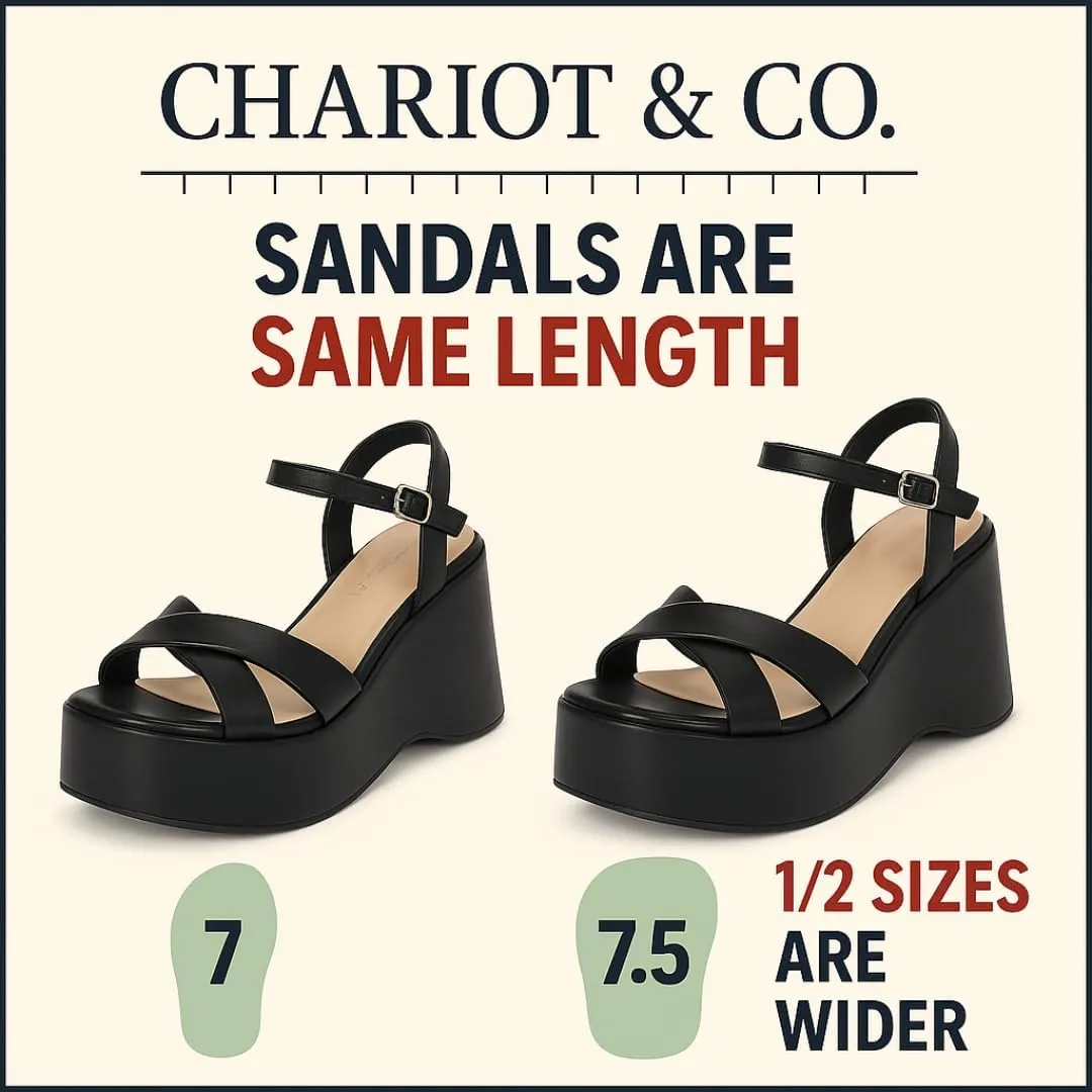 Chariot & Co -Daystar- Womens Open Toe Ankle Strap Wedges Heels Platform Trendy Summer Sandals