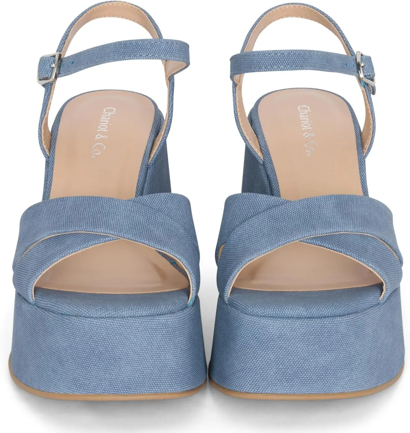 Chariot & Co -Daystar- Womens Open Toe Ankle Strap Wedges Heels Platform Trendy Summer Sandals
