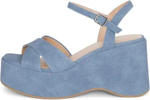 Chariot & Co -Daystar- Womens Open Toe Ankle Strap Wedges Heels Platform Trendy Summer Sandals
