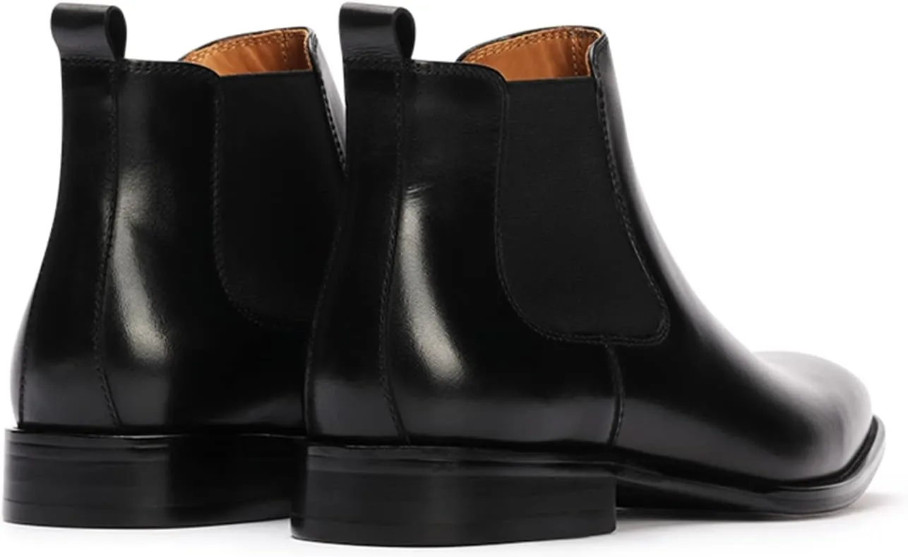 Chelsea Boots Men Genuine Leather,Non-Slip, Plain Toe, Casual and Comfortable