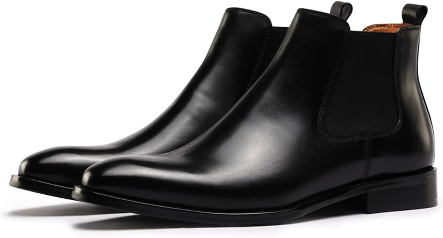 Chelsea Boots Men Genuine Leather,Non-Slip, Plain Toe, Casual and Comfortable