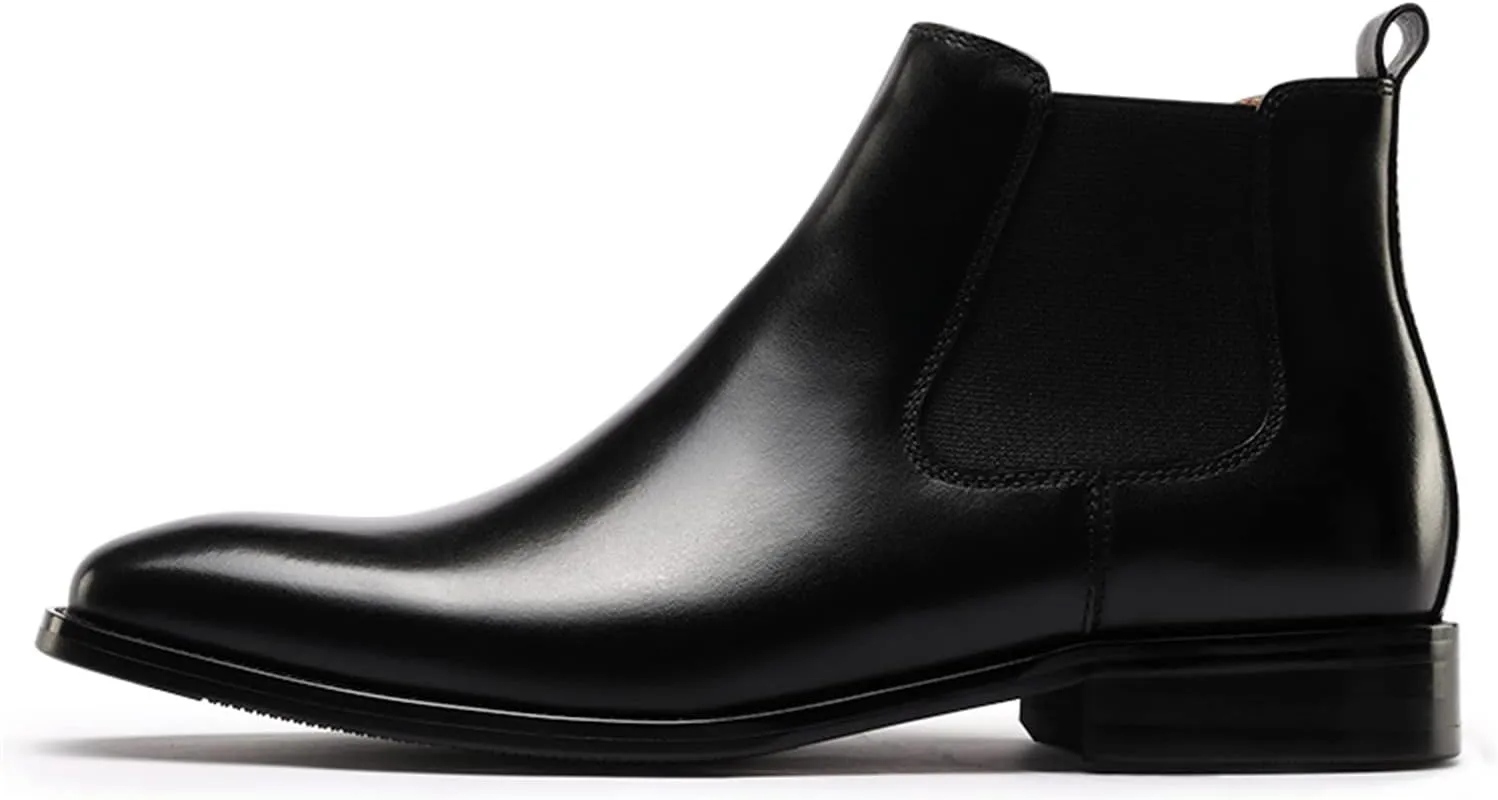 Chelsea Boots Men Genuine Leather,Non-Slip, Plain Toe, Casual and Comfortable