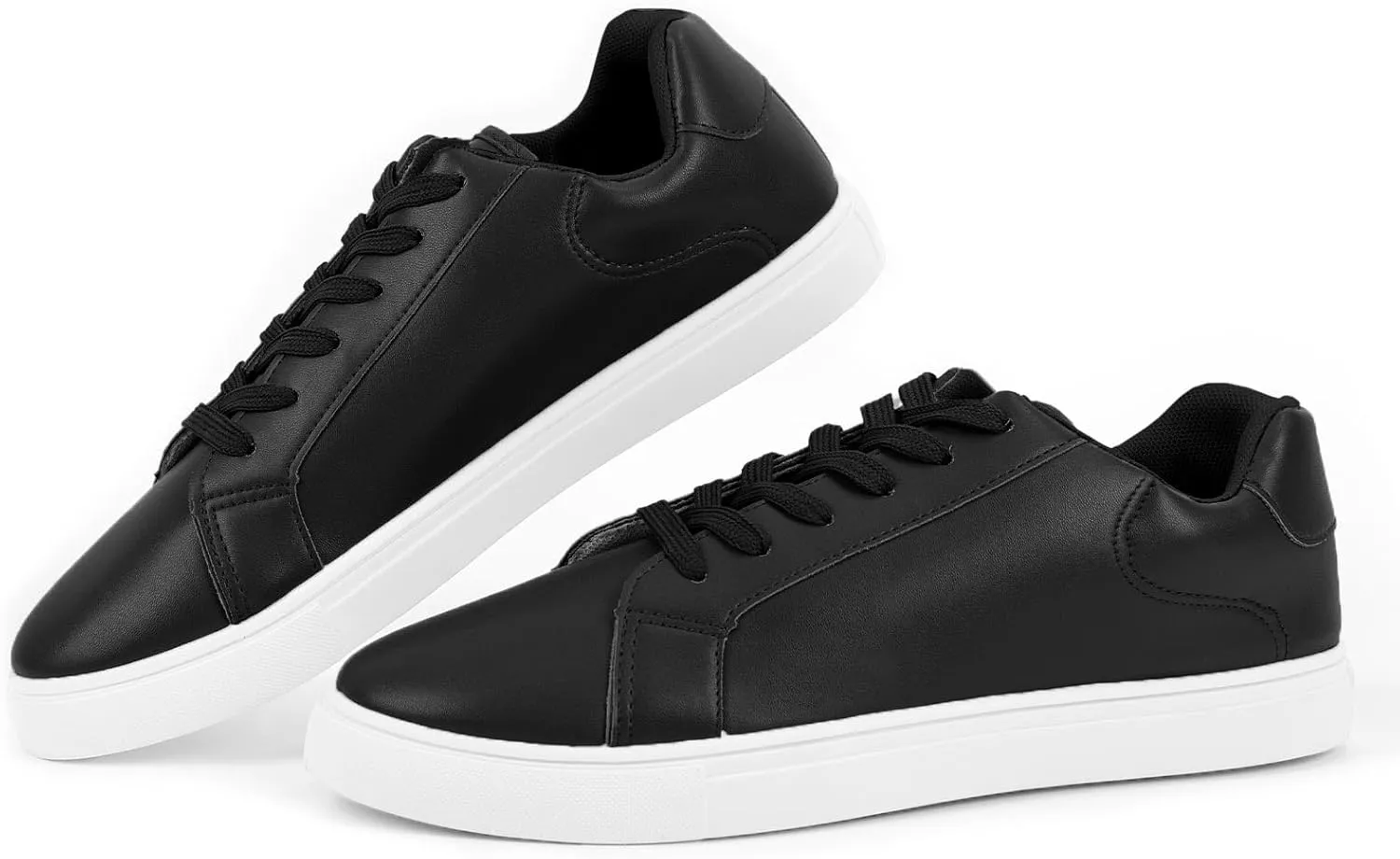 CHIN·MOON Men's Lightweight Casual Sneakers PU Leather Tennis Shoes Low Top Fashion Skate Sneaker