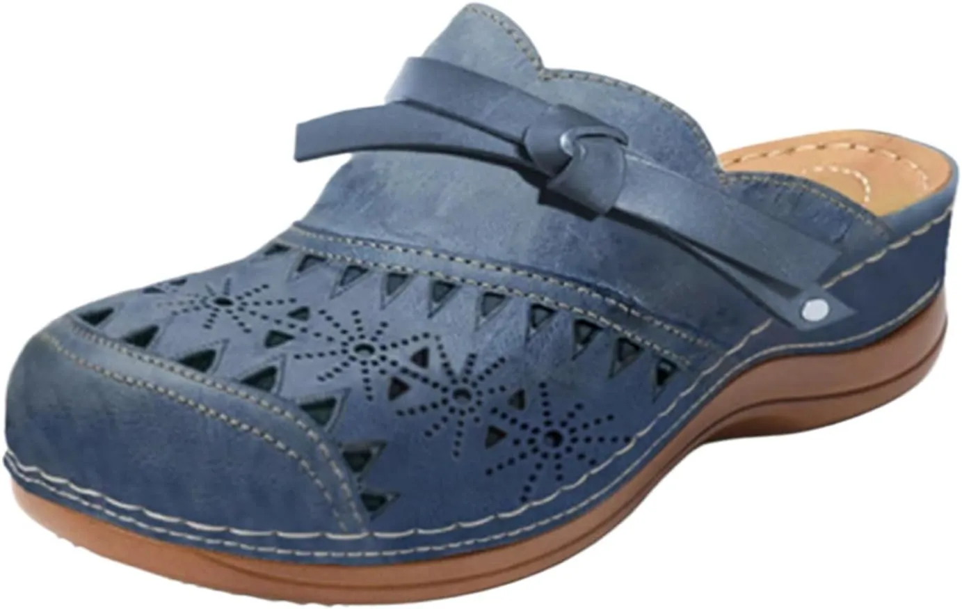Clogs for Women Wide Width Wedge Sandals Hollow Out Closed Toe Slip On Slippers Arch Support Outdoor Beach Slippers