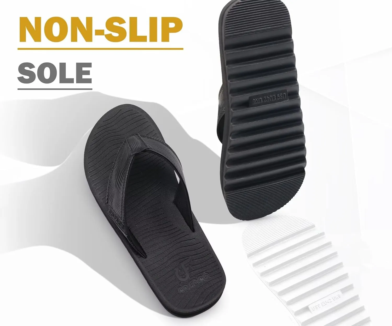 COFACE Mens Arch Support Flip Flops Yoga Mat Comfortable Thick Cushion Recovery Walking Thong Sandals Lightweight Slip On Summer Beach Slippers
