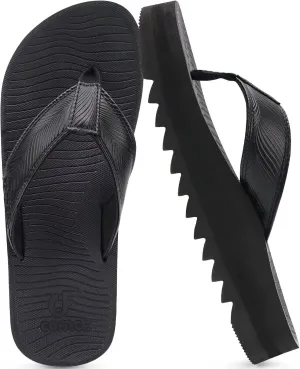 COFACE Mens Arch Support Flip Flops Yoga Mat Comfortable Thick Cushion Recovery Walking Thong Sandals Lightweight Slip On Summer Beach Slippers
