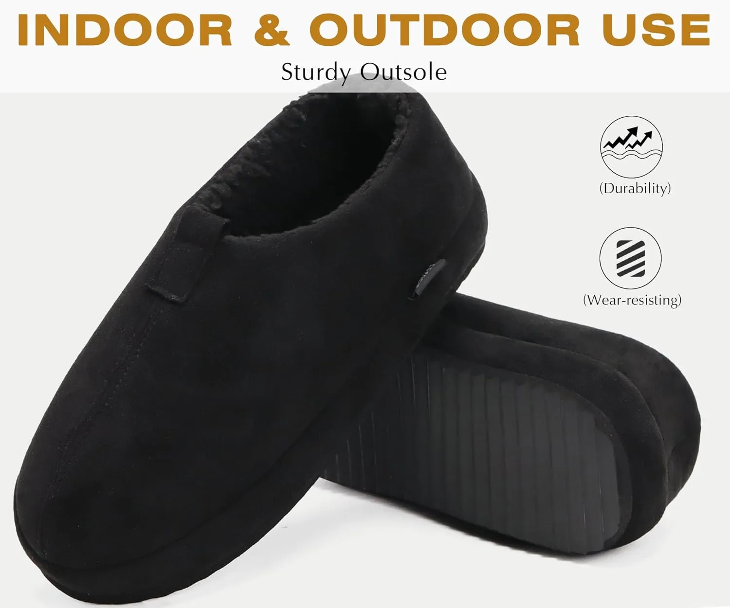COFACE Men's Clog Slippers Cozy Thick Cushion Memory Foam Indoor Outdoor Lightweight Warm Sherpa Lining House Shoes For Man With Arch Support Rubber Hard Sole