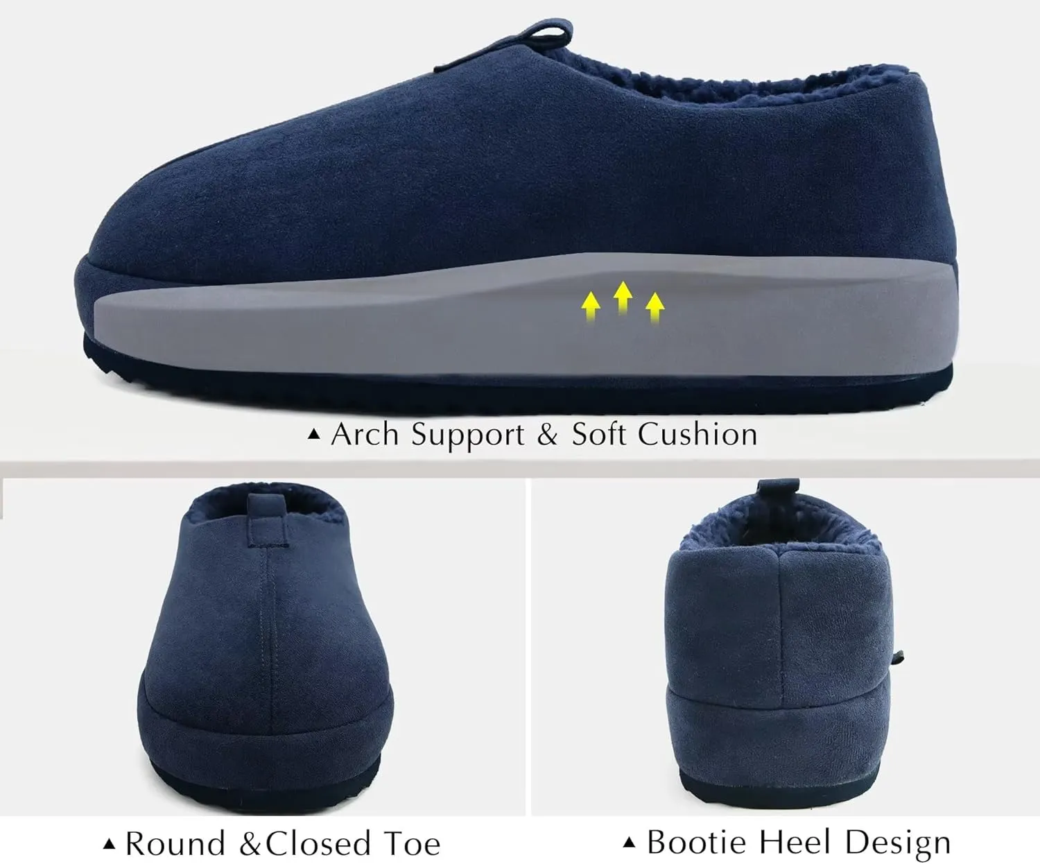 COFACE Men's Clog Slippers Cozy Thick Cushion Memory Foam Indoor Outdoor Lightweight Warm Sherpa Lining House Shoes For Man With Arch Support Rubber Hard Sole