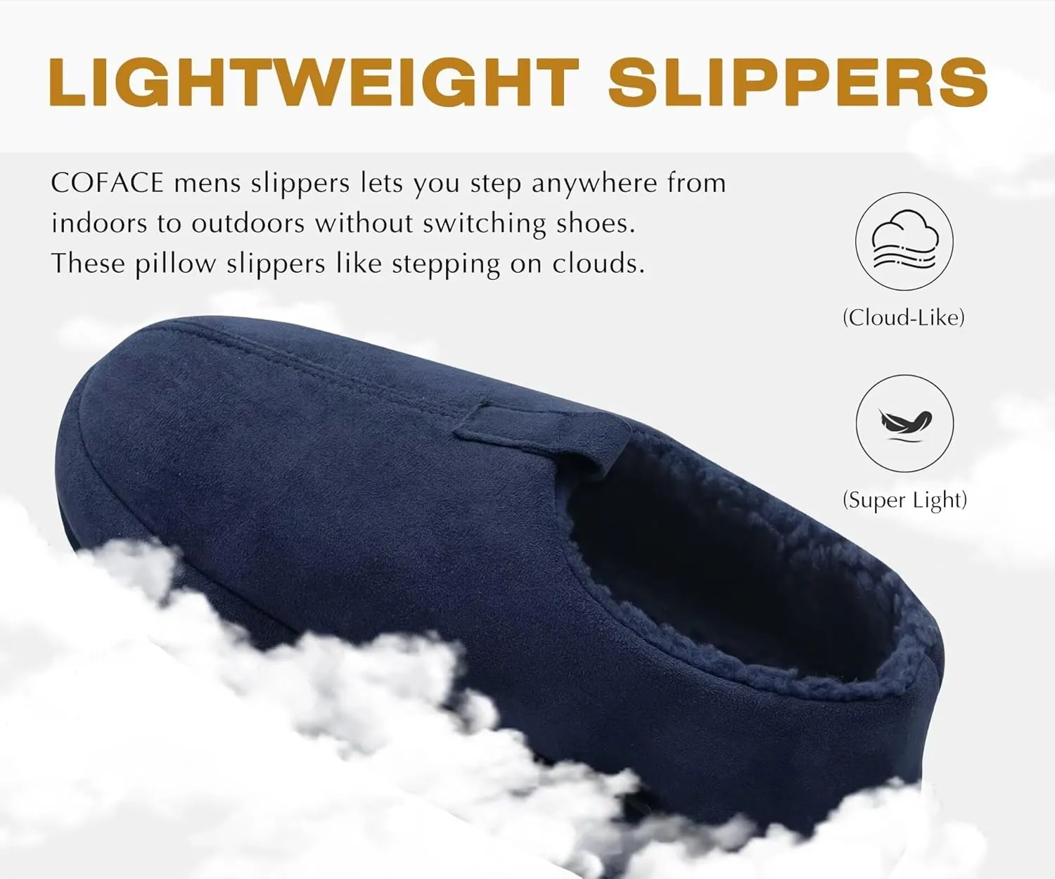COFACE Men's Clog Slippers Cozy Thick Cushion Memory Foam Indoor Outdoor Lightweight Warm Sherpa Lining House Shoes For Man With Arch Support Rubber Hard Sole