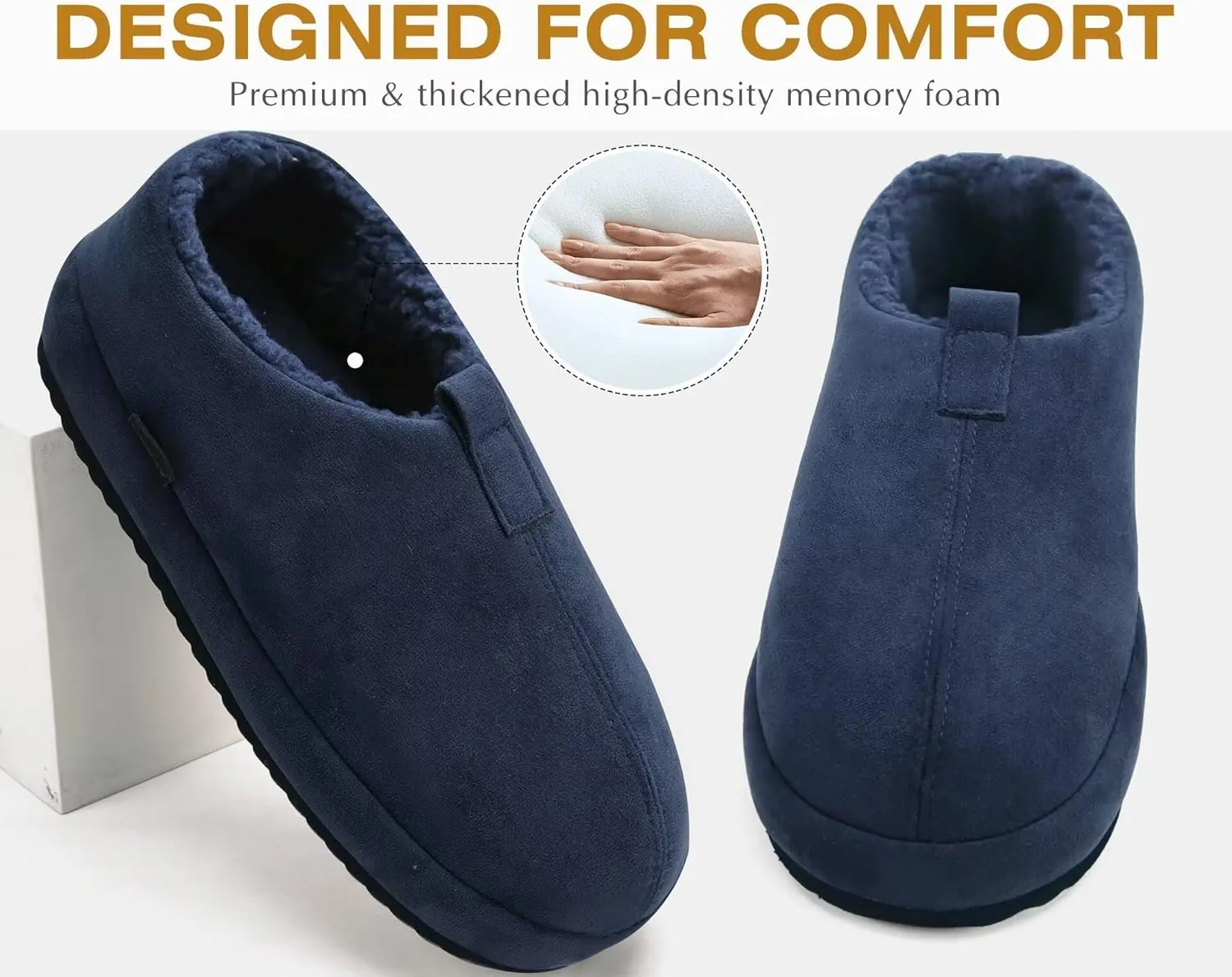 COFACE Men's Clog Slippers Cozy Thick Cushion Memory Foam Indoor Outdoor Lightweight Warm Sherpa Lining House Shoes For Man With Arch Support Rubber Hard Sole