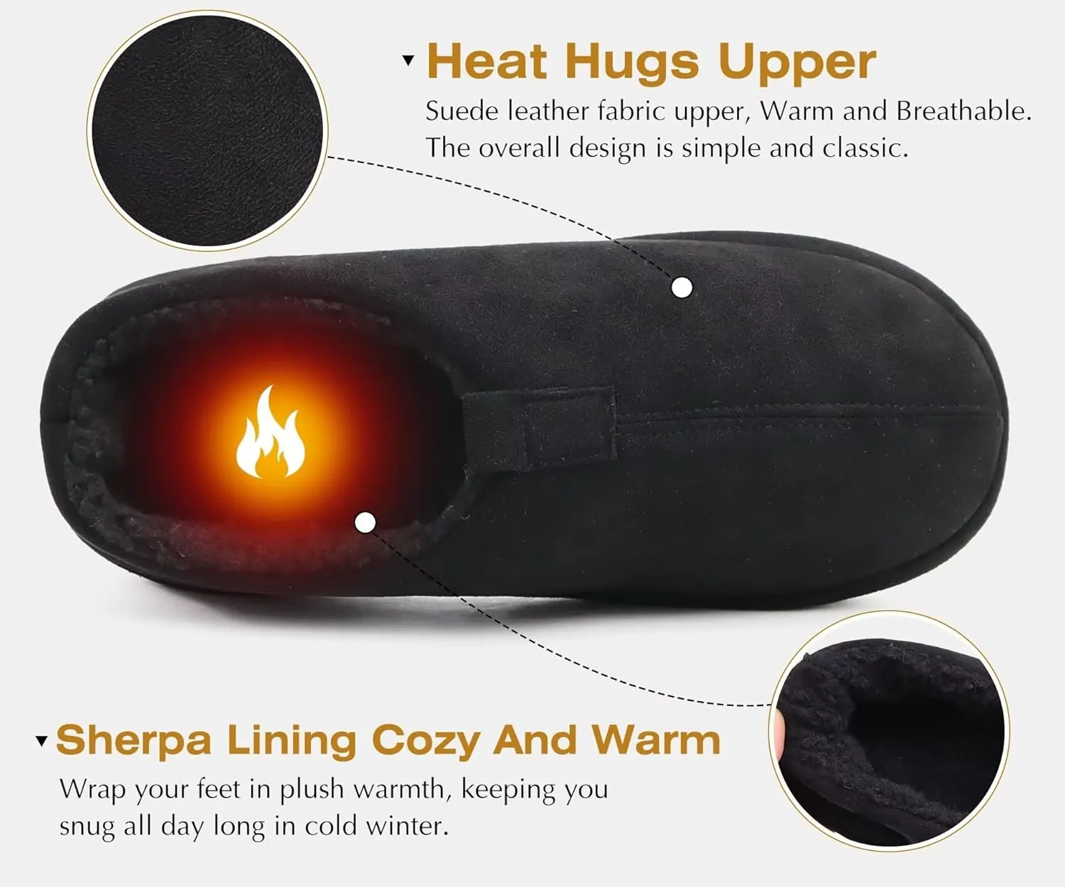 COFACE Men's Clog Slippers Cozy Thick Cushion Memory Foam Indoor Outdoor Lightweight Warm Sherpa Lining House Shoes For Man With Arch Support Rubber Hard Sole