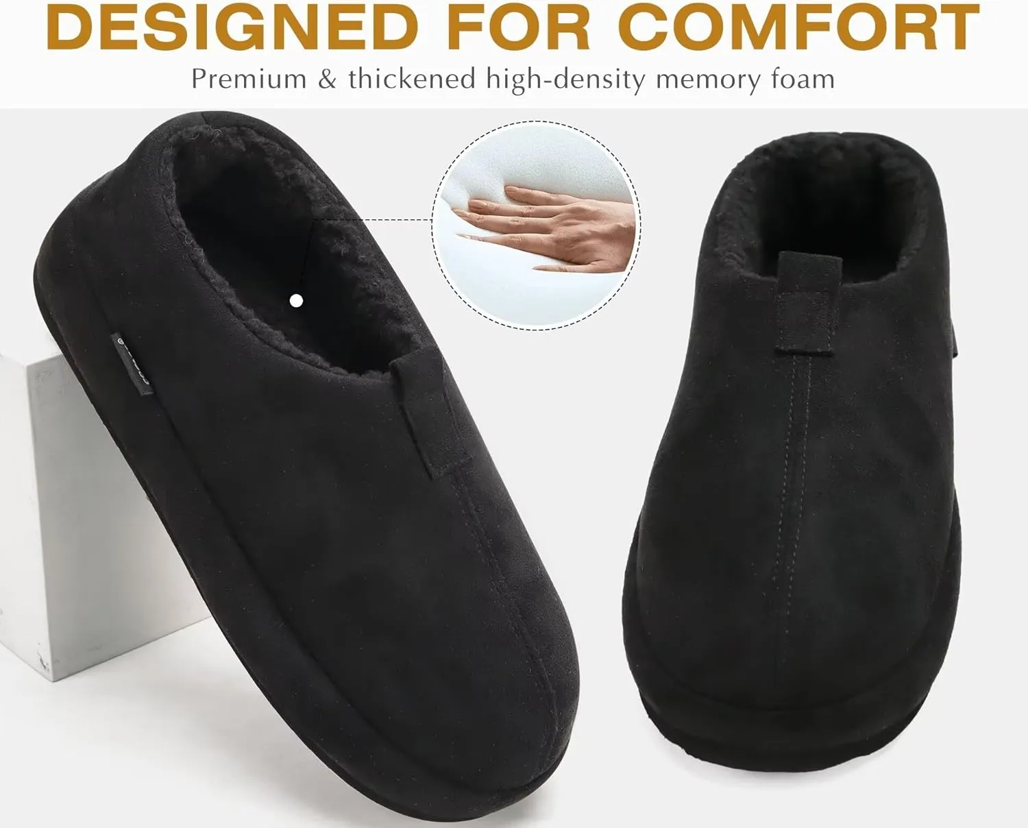 COFACE Men's Clog Slippers Cozy Thick Cushion Memory Foam Indoor Outdoor Lightweight Warm Sherpa Lining House Shoes For Man With Arch Support Rubber Hard Sole