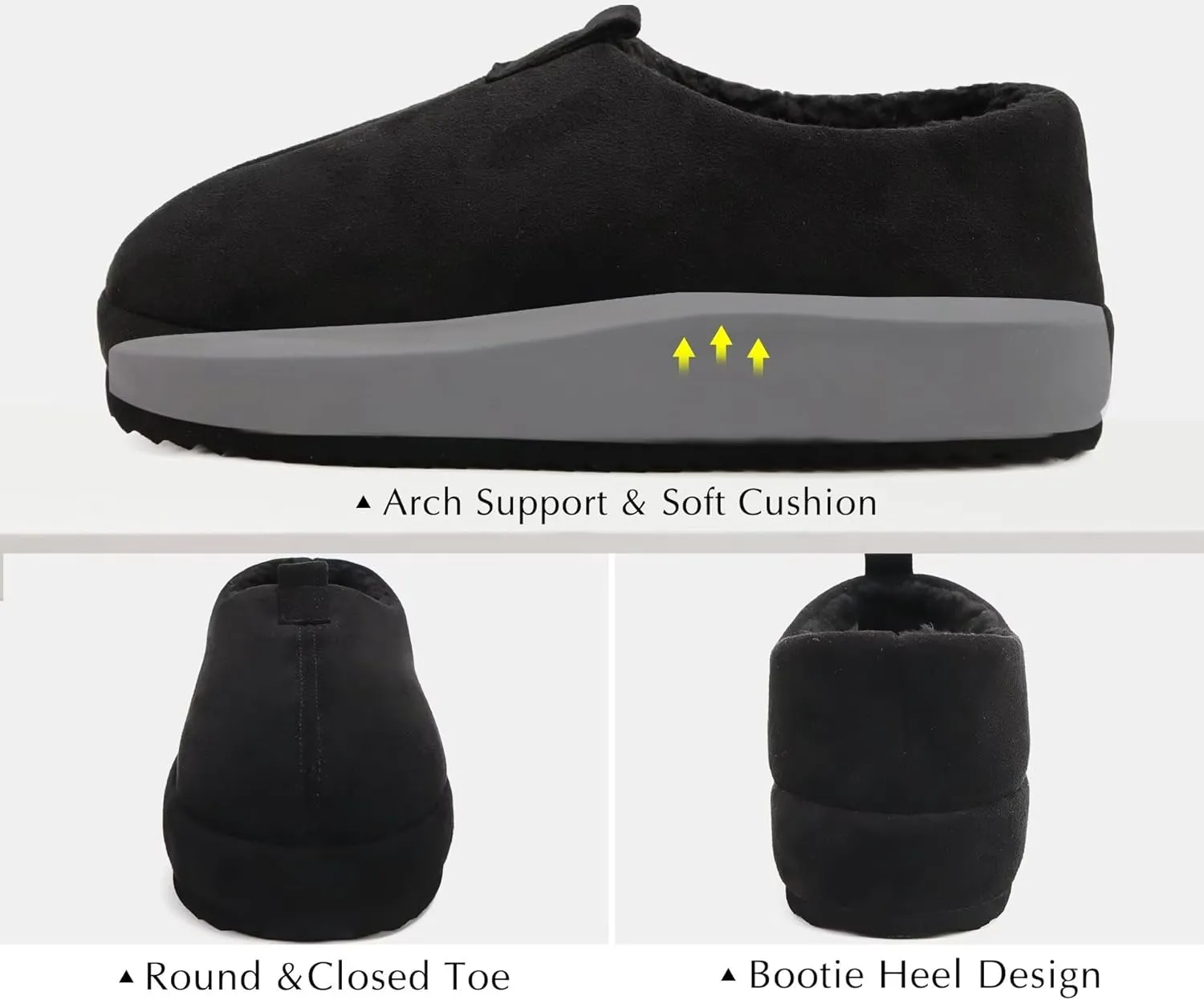 COFACE Men's Clog Slippers Cozy Thick Cushion Memory Foam Indoor Outdoor Lightweight Warm Sherpa Lining House Shoes For Man With Arch Support Rubber Hard Sole