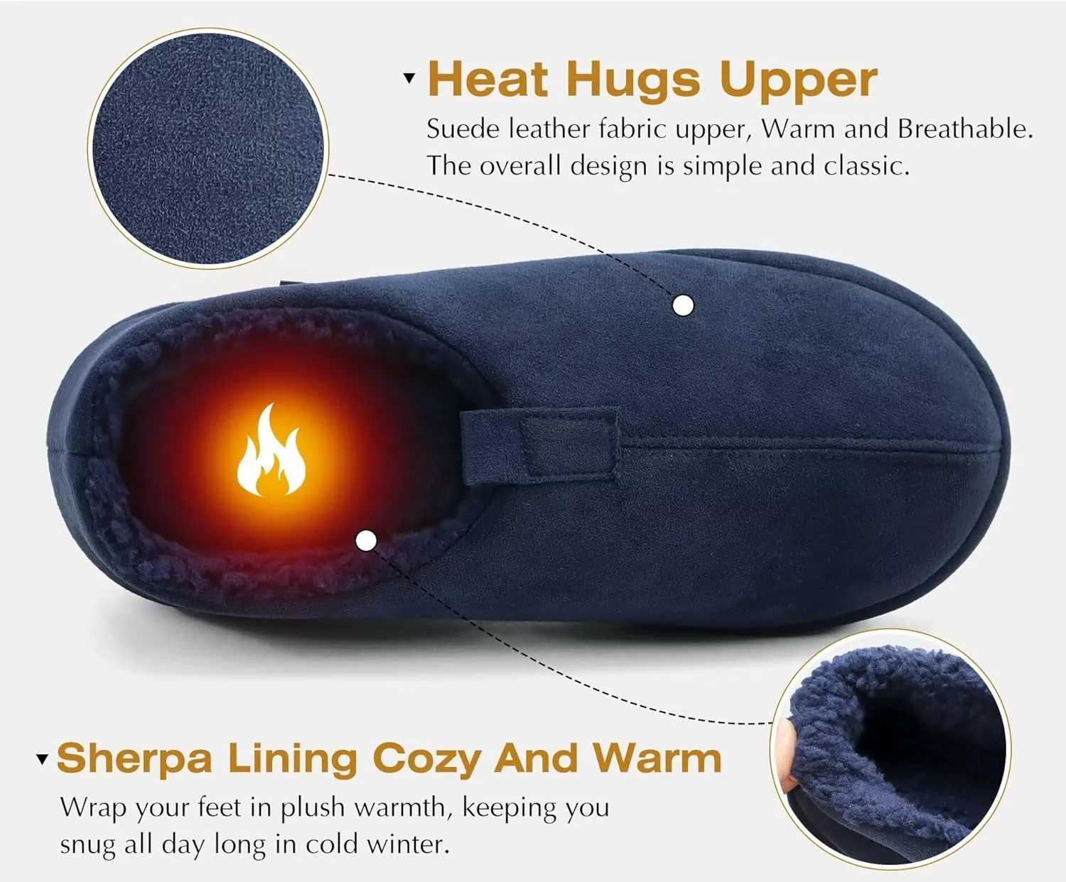 COFACE Men's Clog Slippers Cozy Thick Cushion Memory Foam Indoor Outdoor Lightweight Warm Sherpa Lining House Shoes For Man With Arch Support Rubber Hard Sole
