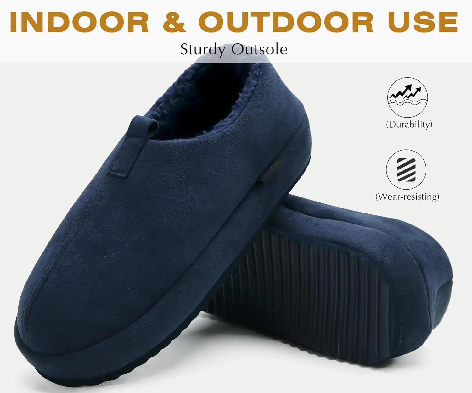 COFACE Men's Clog Slippers Cozy Thick Cushion Memory Foam Indoor Outdoor Lightweight Warm Sherpa Lining House Shoes For Man With Arch Support Rubber Hard Sole