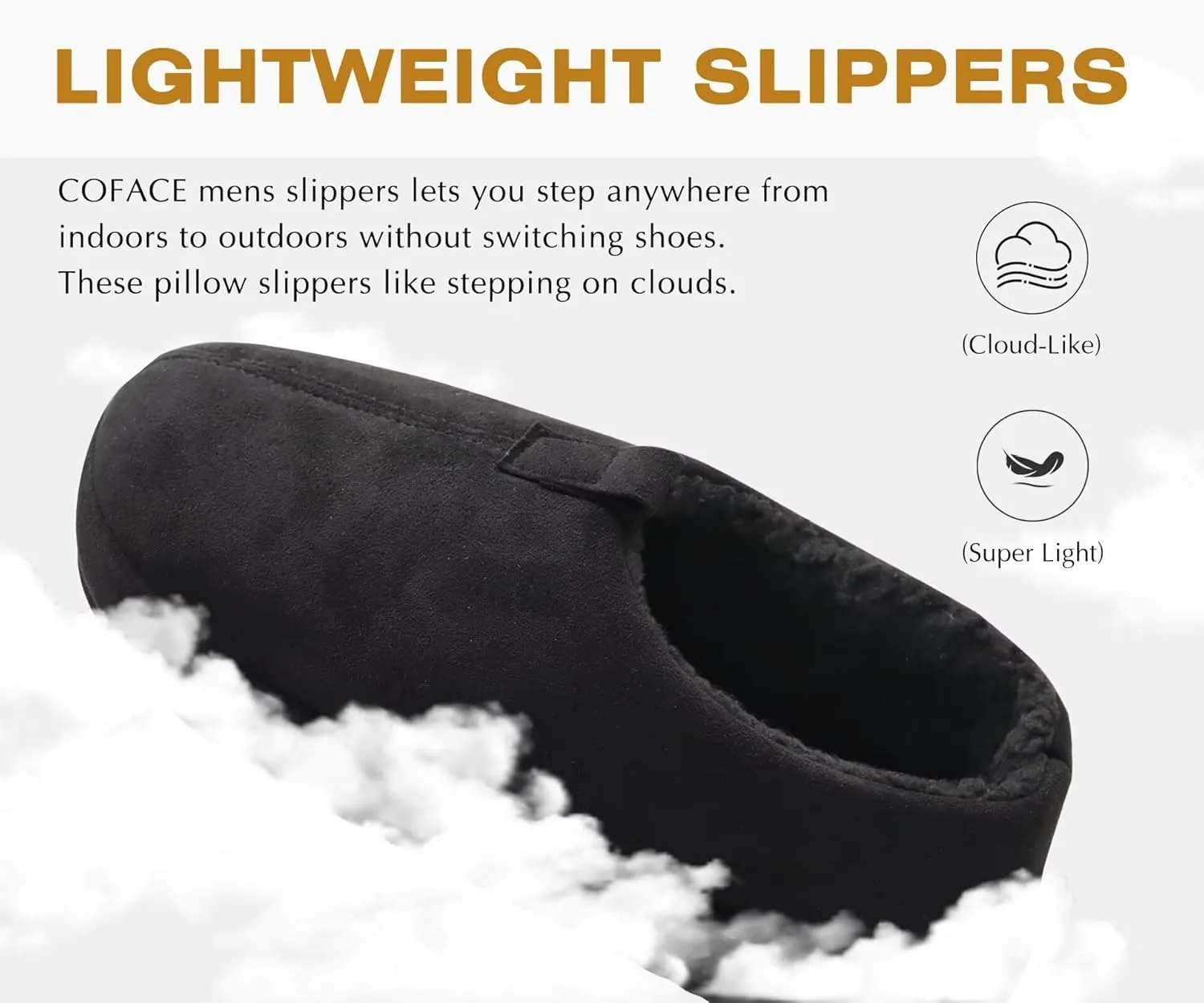 COFACE Men's Clog Slippers Cozy Thick Cushion Memory Foam Indoor Outdoor Lightweight Warm Sherpa Lining House Shoes For Man With Arch Support Rubber Hard Sole