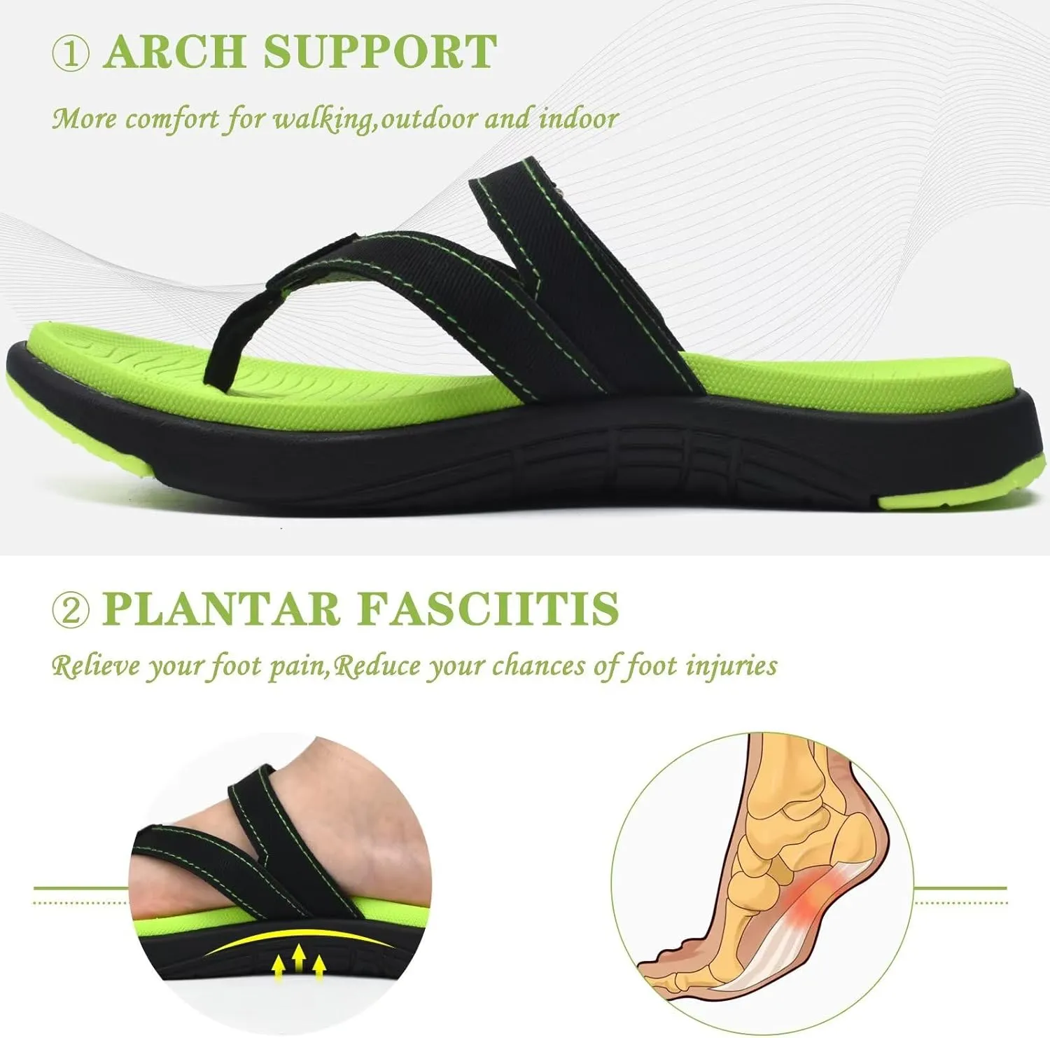 COFACE Womens Fashion Orthotic Flip Flops Ladies Slip On Lightweight Athletic Yoga Mat Cushion Thong Sandals With Comfortable Plantar Fasciitis Arch Support