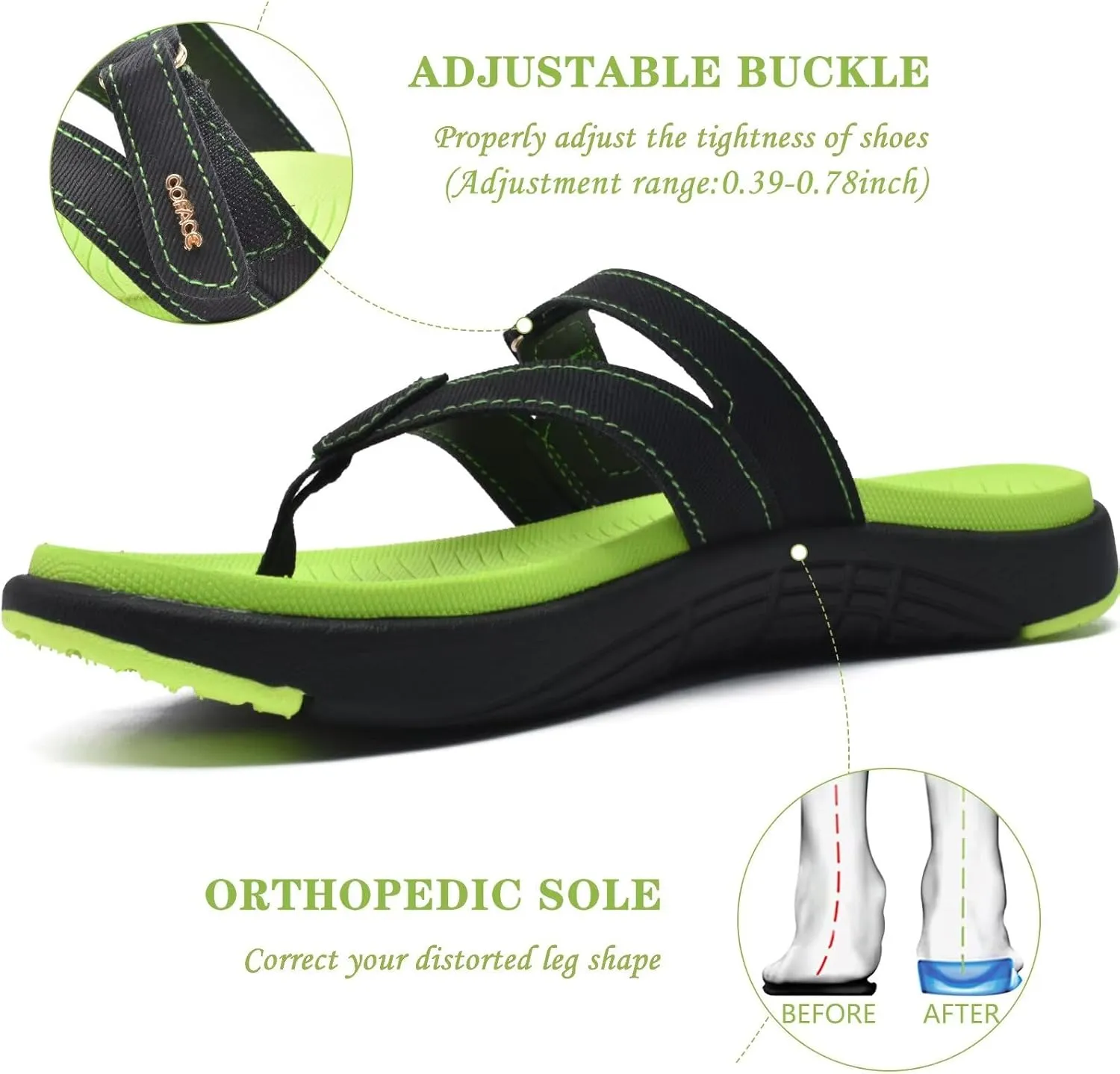 COFACE Womens Fashion Orthotic Flip Flops Ladies Slip On Lightweight Athletic Yoga Mat Cushion Thong Sandals With Comfortable Plantar Fasciitis Arch Support
