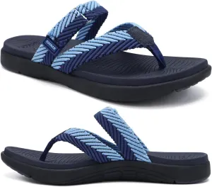 COFACE Womens Trendy Orthotic Flip Flops Lightweight Yoga Mat Thick Cushion Walking Thong Sandals Adjustable Slip On Slippers With Comfortable Plantar Fasciitis Arch Support