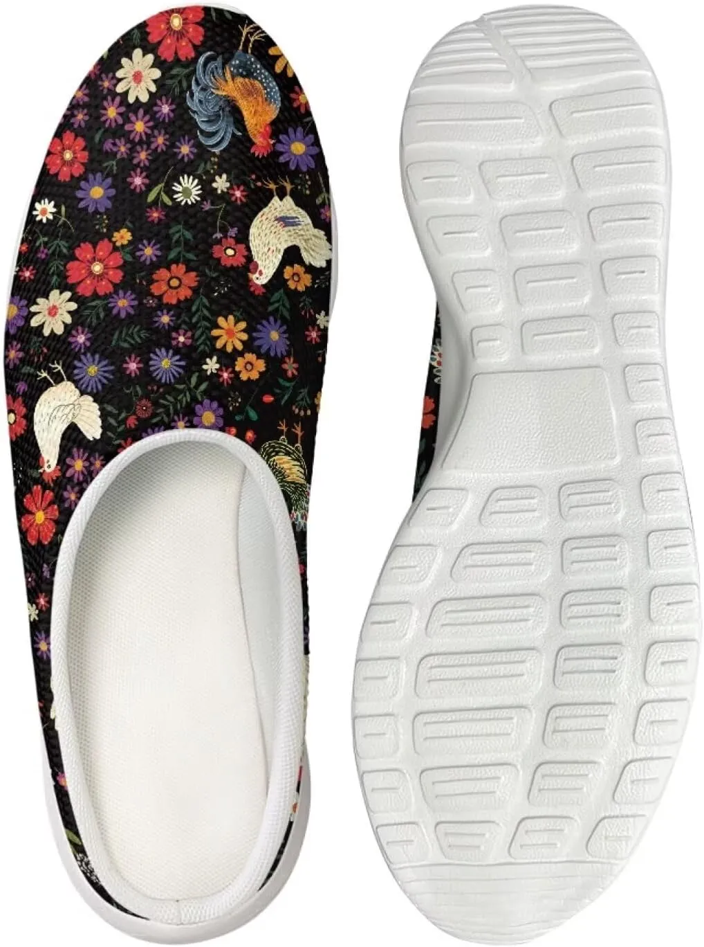 Coloranimal Cute Animal Floral Pattern Pull On Slippers for Women Beach Flat Shoes