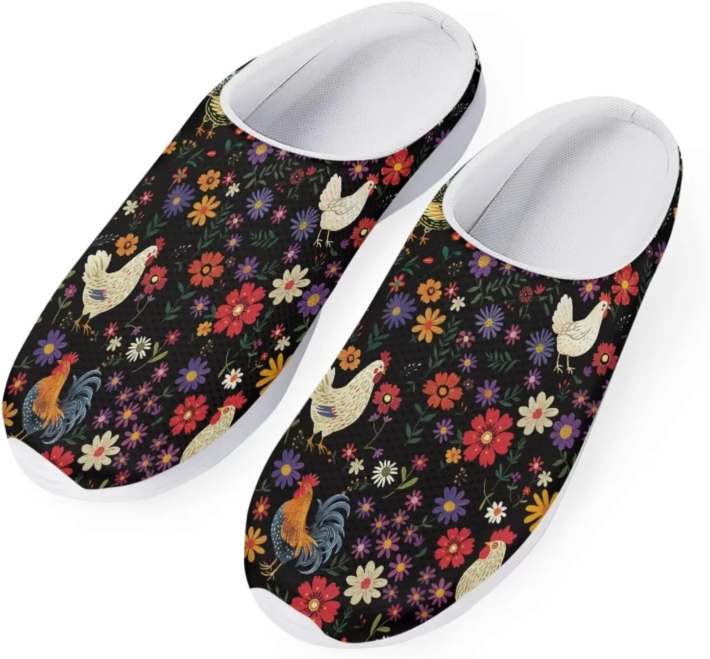 Coloranimal Cute Animal Floral Pattern Pull On Slippers for Women Beach Flat Shoes