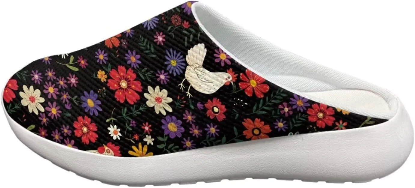 Coloranimal Cute Animal Floral Pattern Pull On Slippers for Women Beach Flat Shoes