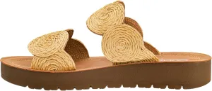 Corkys Footwear Womens Cheers Beaches Sandal - Featuring Two Straps With Scallop Detailing, A Comfortable Insole For All Day Wear, and A Chic But Subtle Lift