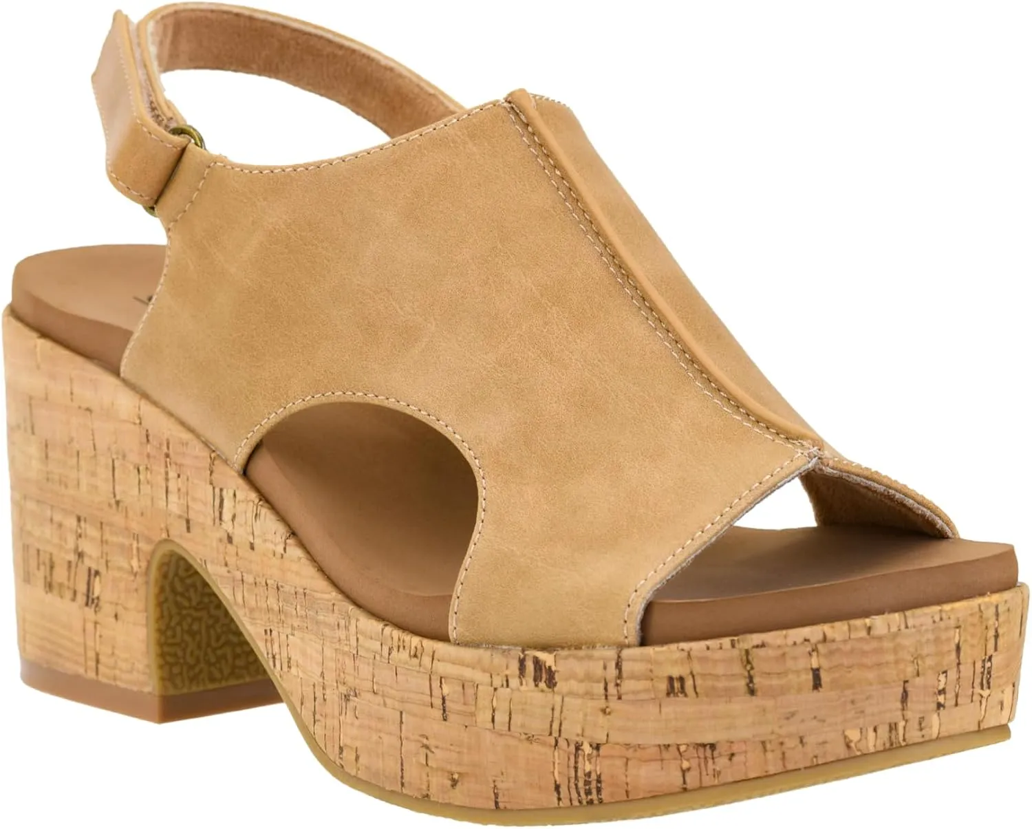Corkys Footwear Women's Miss Carley Platform Sandal, 3 Inch Heel, Trendy And Comfortable Peep Toe with Adjustable Hook and Loop Strap, Year Round Wear