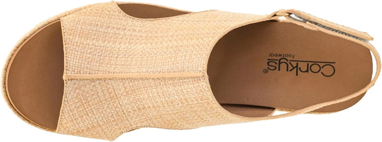 Corkys Footwear Women's Miss Carley Platform Sandal, 3 Inch Heel, Trendy And Comfortable Peep Toe with Adjustable Hook and Loop Strap, Year Round Wear