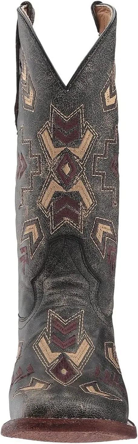 Corral Boots Women's L5253 Western Leather Arrowhead Embroidery Casual Cowgirl Boots| Square Toe, 1 1/4" Heel