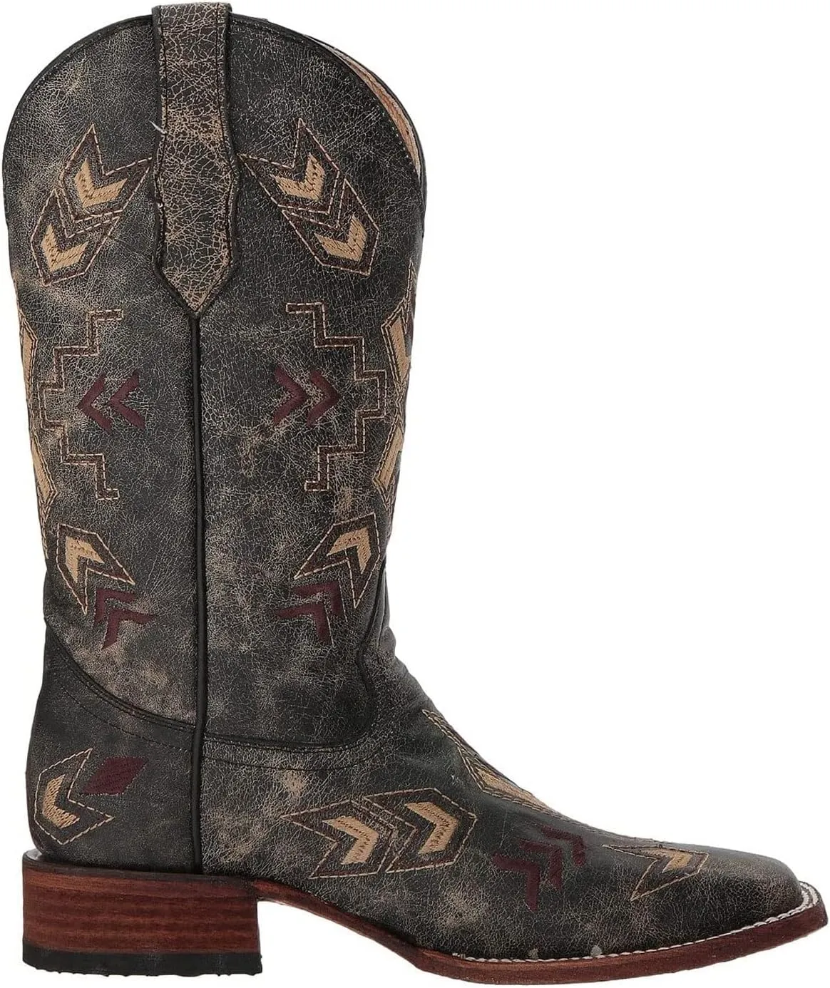 Corral Boots Women's L5253 Western Leather Arrowhead Embroidery Casual Cowgirl Boots| Square Toe, 1 1/4" Heel