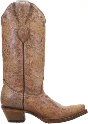 Corral Boots Women's Ld Embroidery Decorated 13in Shaft Snip Toe Leather Western Boot